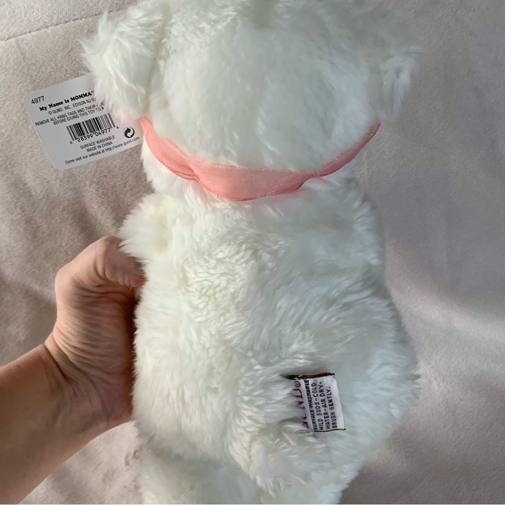 Vintage Gund “Momma’s Love” Stuffed Bear Mini Bear Toy Bow White Pink - Picture 6 of 15